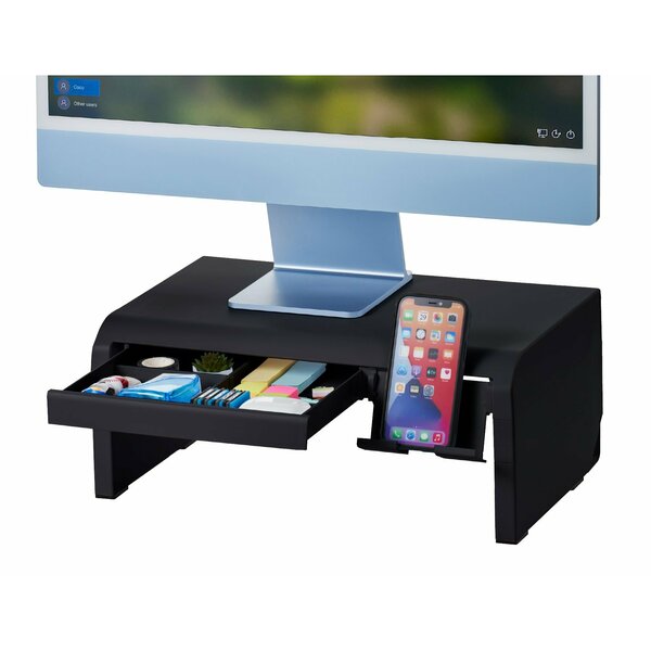 Bostitch Konnect Adjustable Monitor Riser with Drawer & Cell Phone Holder, Black KT2-STANDX-BLK